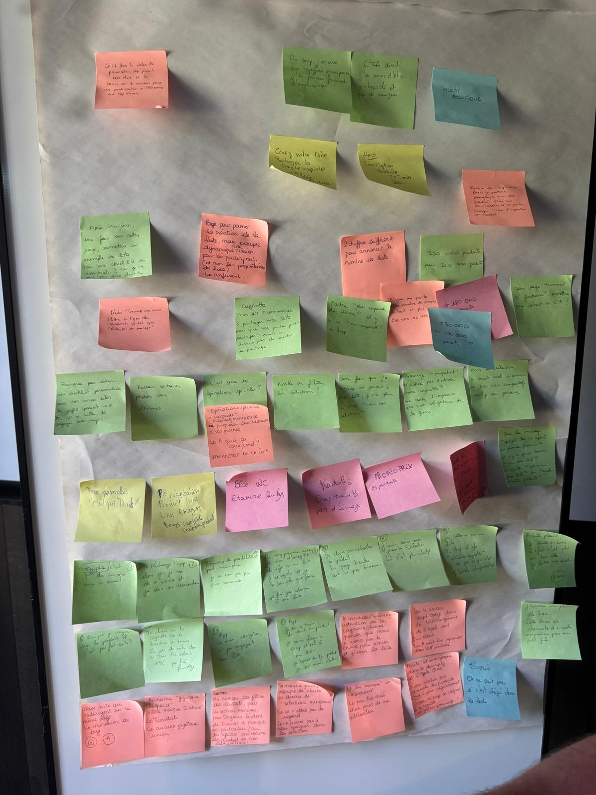 Mur de post-its de la session rapport d'étonnement (Minipouce, séminaire 28 mai 2026)